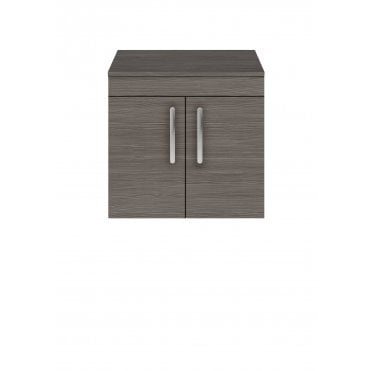 Nuie Athena Brown Grey Avola 600mm Wall Hung Cabinet & Worktop