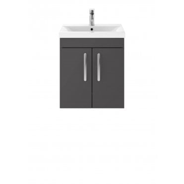 Nuie Athena Gloss Grey 500mm Wall Hung Cabinet & Basin 1