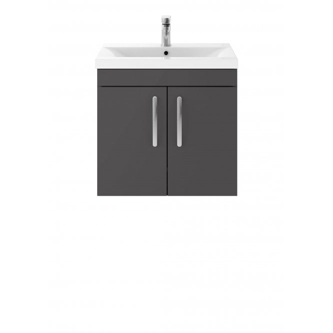 Nuie  Athena Gloss Grey 600mm Wall Hung Cabinet & Basin 1