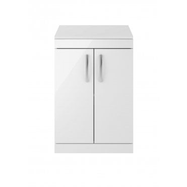 Nuie Athena Gloss White 600mm Floor Standing Vanity With Worktop