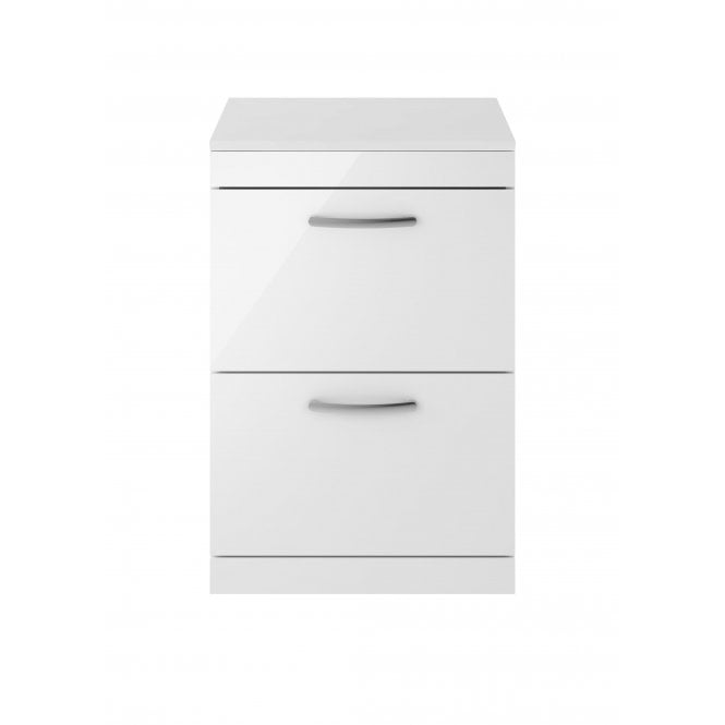 Nuie  Athena Gloss White 600mm Floor Standing Vanity With Worktop