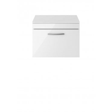 Nuie Athena Gloss White 600mm Wall Hung Vanity With Worktop
