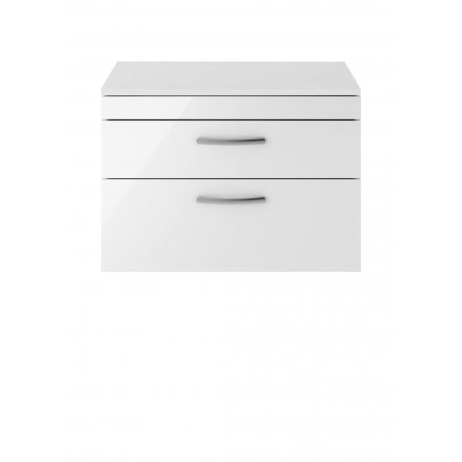 Nuie  Athena Gloss White 800mm Wall Hung Vanity With Worktop