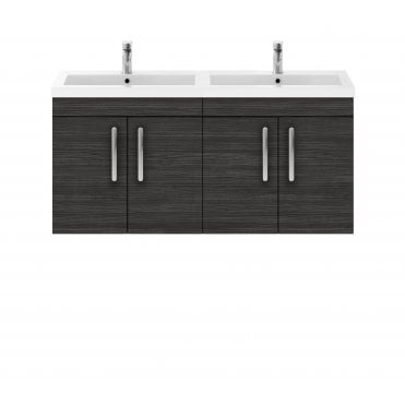Nuie Athena Hacienda Black 1200mm Wall Hung Cabinet & Double Basin