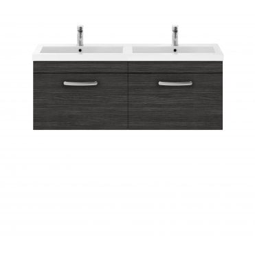 Nuie Athena Hacienda Black 1200mm Wall Hung Cabinet & Double Basin