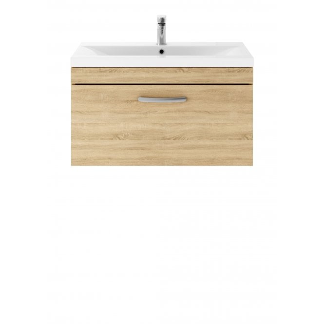 Nuie  Athena Natural Oak 800mm Wall Hung Vanity With Basin 2