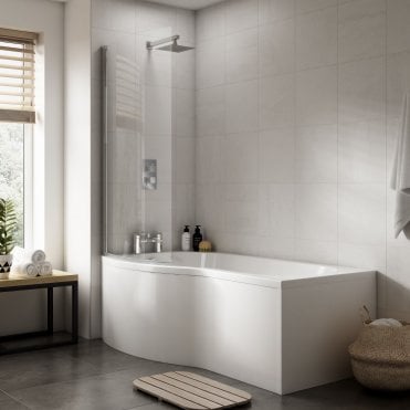 Nuie B-Shape Shower Bath Front Panel Acrylic (1700mm)