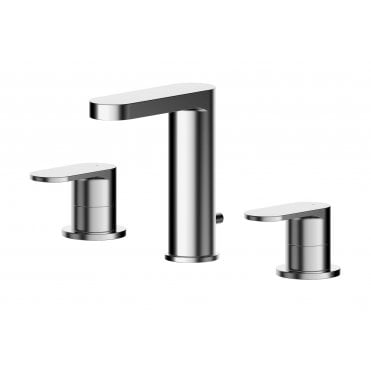 Nuie Binsey Deck Mounted 3 Tap Hole Basin Mixer With Pop Up Waste BIN337