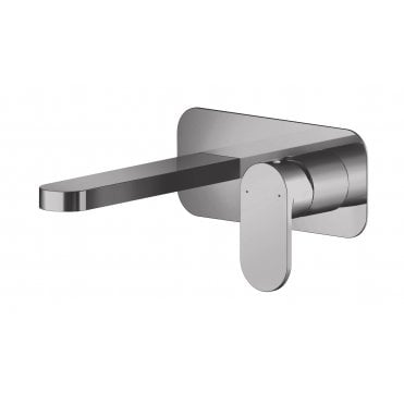 Nuie Binsey Wall Mounted 2 Tap Hole Basin Mixer With Plate BIN728