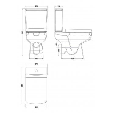 Nuie Bliss Semi Flush to Wall Pan & Cistern