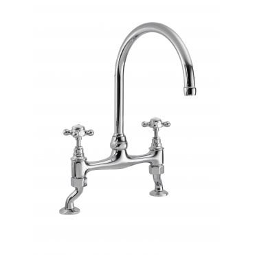 Nuie Bridge Sink Mixer With Crosshead Chrome