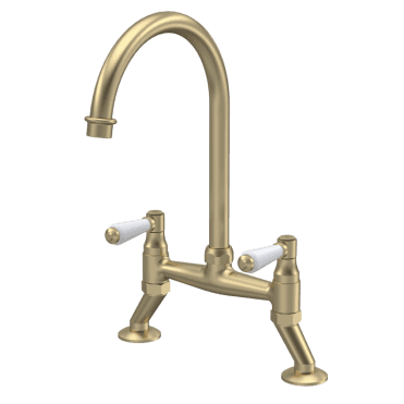 Nuie Bridge Sink Mixer With Lever Handles Brushed Brass