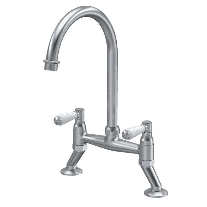 Nuie  Bridge Sink Mixer With Lever Handles Brushed Nickel