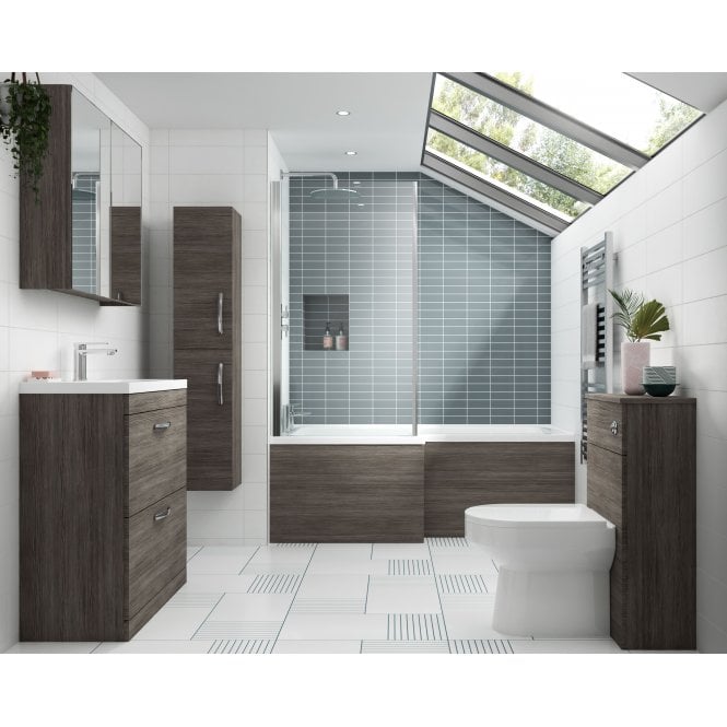 Nuie  Brown Grey Avola 1700mm Square Shower Bath Front Panel