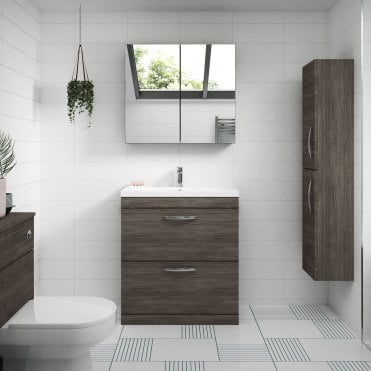 Nuie Brown Grey Avola 600mm Mirror Unit (50>50)
