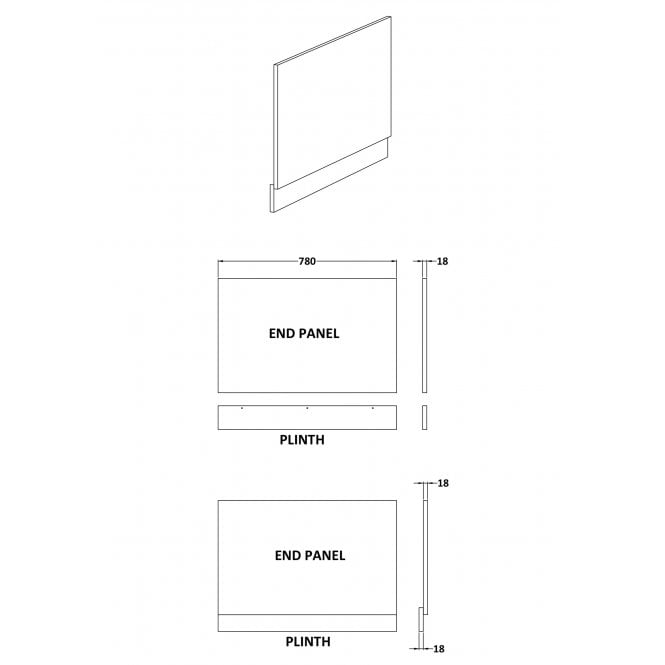 Nuie  Brown Grey Avola 800mm Bath End Panel