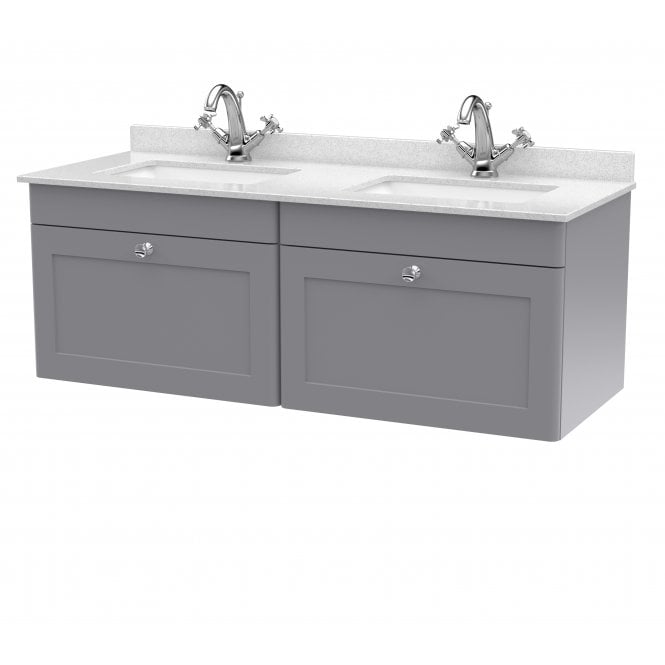 Nuie  Classique 1200mm Wall Hung 2 Drawer Vanity & Marble Top CLC294WS2
