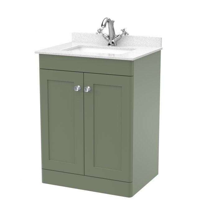 Nuie  Classique 600mm Floor Standing 2 Door Vanity & Marble Top 1TH CLC825WS1