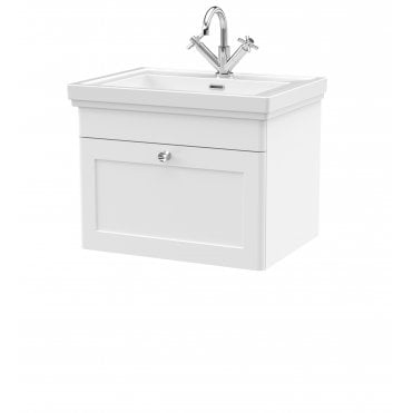 Nuie Classique 600mm Wall Hung 1-Drawer Vanity & Basin 1TH CLC194A