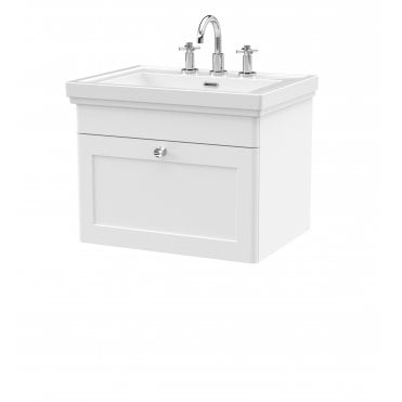 Nuie Classique 600mm Wall Hung 1-Drawer Vanity & Basin 3TH CLC194B