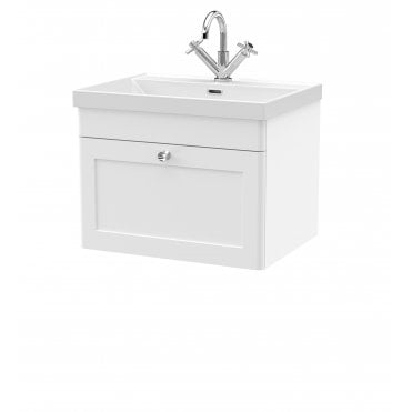 Nuie Classique 600mm Wall Hung 1-Drawer Vanity with Basin - 1 Tap Hole CLC194E