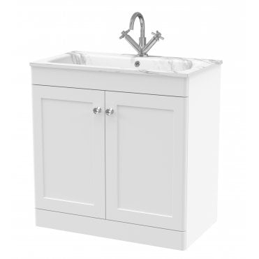 Nuie Classique 800mm Floor Standing 2-Door  Unit & Stone Basin 1TH CLC126Q