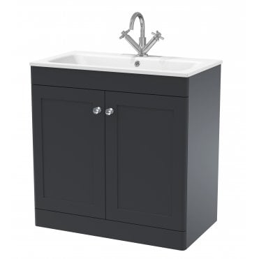 Nuie Classique 800mm Floor Standing 2-Door  Unit & Stone Basin 1TH CLC1426P