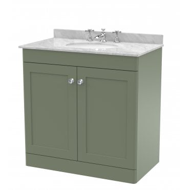 Nuie Classique 800mm Floor Standing 2 Door Vanity & Marble Top 3TH CLC826GR3