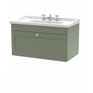 Nuie Classique 800mm Wall Hung 1 Drawer Vanity & Basin 3TH CLC896G
