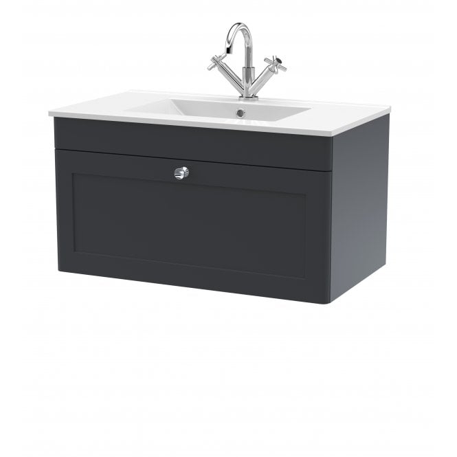 Nuie  Classique 800mm Wall Hung Single Drawer Vanity with Basin - 1 Tap Hole CLC1496C