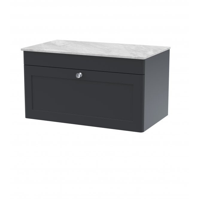 Nuie  Classique 800mm Wall Hung Single Drawer Vanity with Marble Top CLC1496GMT