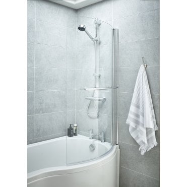 Nuie Curved P-Bath Screen with Rail
