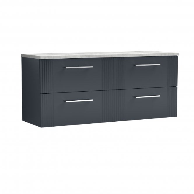 Nuie  Deco 1200 Wall Hung 4-Drawer Vanity & Laminate Worktop DPF1493LBG2
