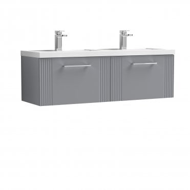 Nuie Deco 1200mm Wall Hung 2 Drawer Vanity & Double Basin DPF294C