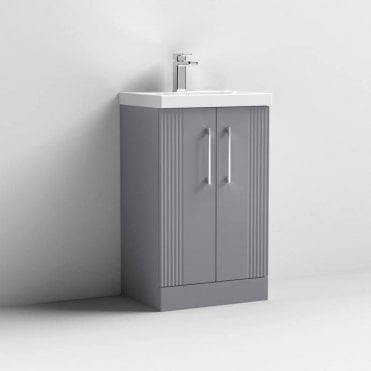 Nuie Deco 500mm Floor Standing Double Door Vanity Unit & Deep-Edge Basin