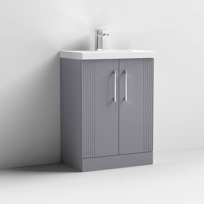 Nuie  Deco 600 Double Door Floor Standing Vanity Unit & Deep Edge Basin