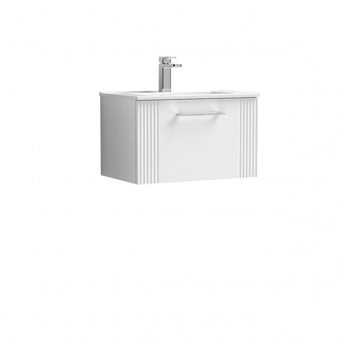 Nuie  Deco 600 Wall Hung Single Drawer Vanity Unit & Thin Edge Basin
