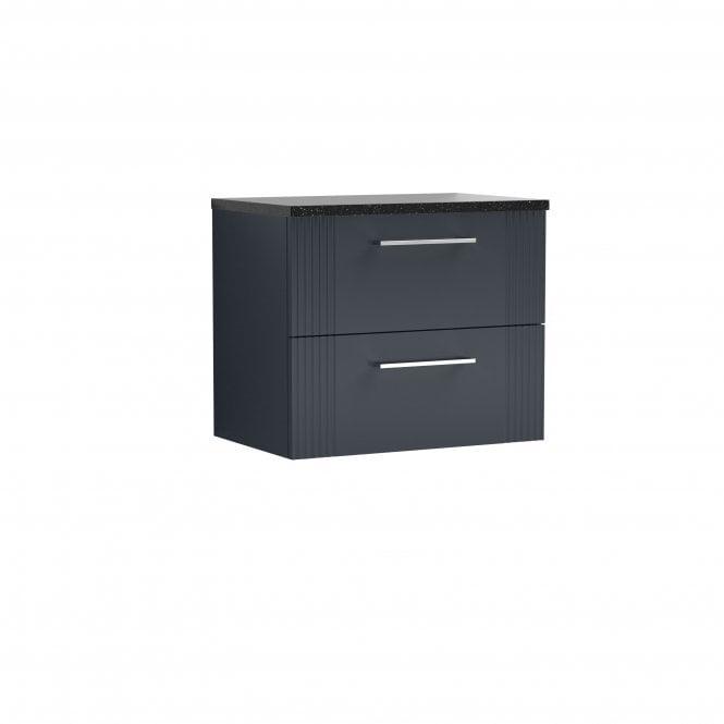 Nuie  Deco 600mm Wall Hung 2 Drawer Vanity & Laminate Top DPF1493LSB