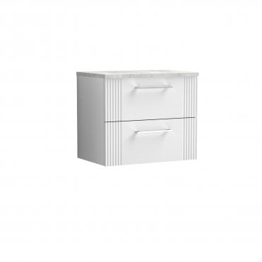 Nuie Deco 600mm Wall Hung 2 Drawer Vanity & Laminate Top DPF193LBG