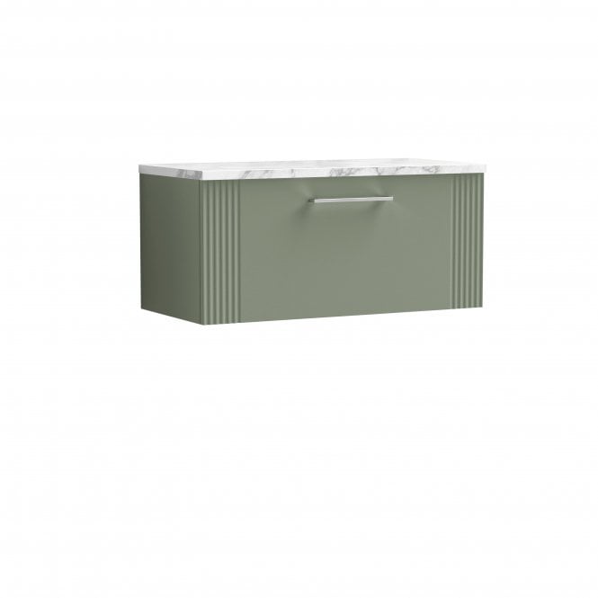 Nuie  Deco 800 Wall Hung Single Drawer Vanity & Laminate Worktop DPF896LCM