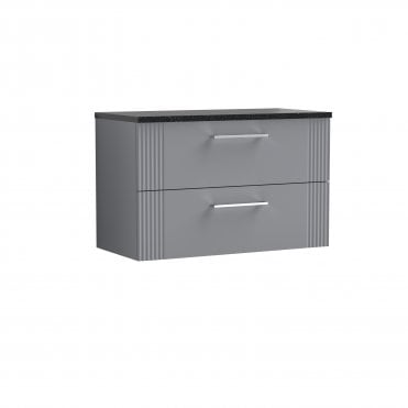 Nuie Deco 800mm Wall Hung 2 Drawer Vanity & Laminate Top DPF295LSB