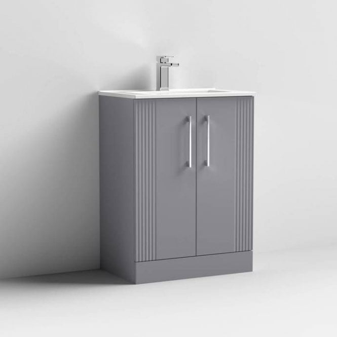 Nuie  Deco Double Door Floor Standing Vanity Unit & Thin Edge Basin