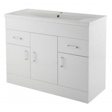 Eden Gloss White 1000mm Floor Standing Cabinet & Minimalist Basin 1TH