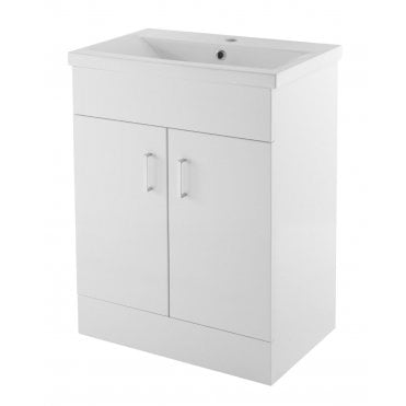 Eden Gloss White 600mm Vanity Unit Basin Mid Edge