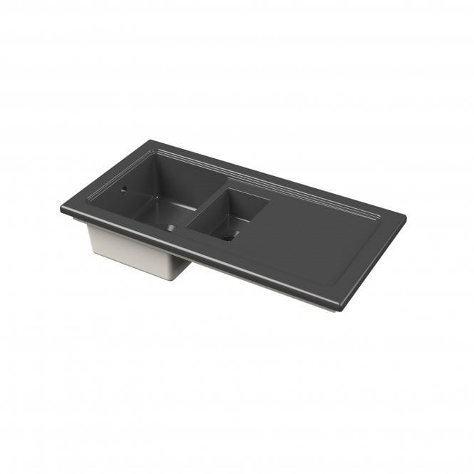 Nuie  Fireclay 1.5 Bowl Counter Top Kitchen Sink Black 1010mm CT415TF1000