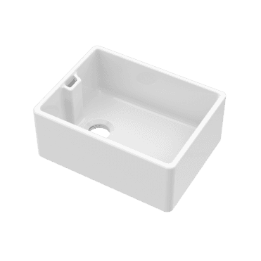 Nuie Fireclay Single Bowl Belfast Kitchen Sink White 595mm BE10024