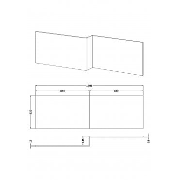 Nuie Gloss Grey 1700mm Square Shower Bath Front Panel