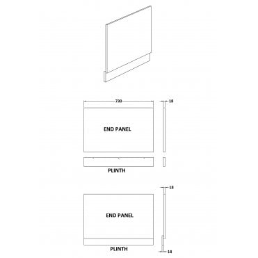 Nuie Gloss Grey 750mm Bath End Panel