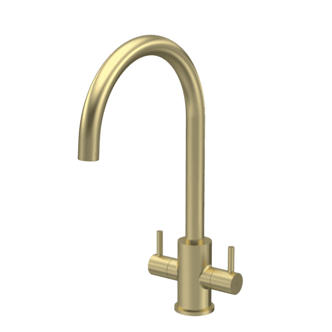 Nuie  Lachen Mono Dual Lever Kitchen Tap Brushed Brass