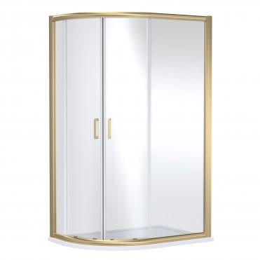 Nuie Lucie 1200mm x 800mm Offset Quadrant - Brushed Brass AQU128NBB-E8